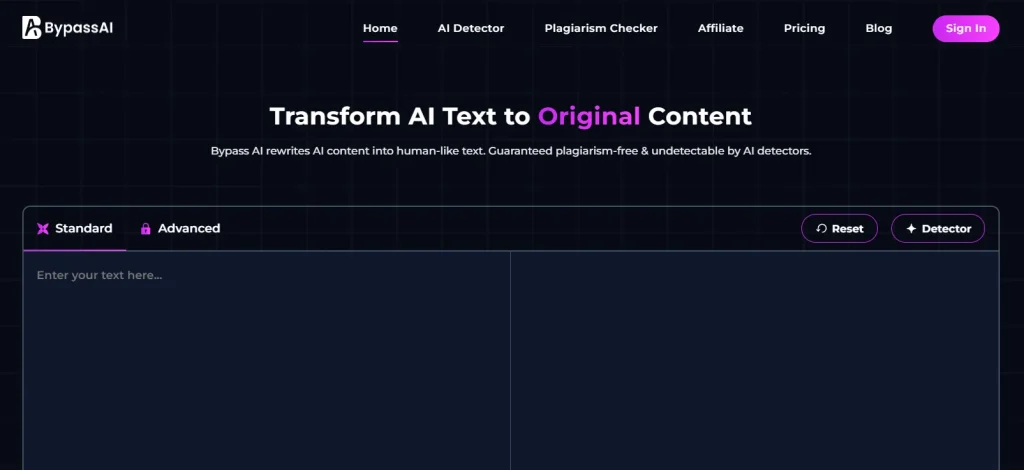 Bypass AI is a feature-rich AI humanizer that converts AI texts into natural language