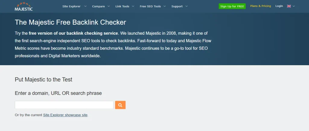 Majestic SEO is one of the earliest backlink checking tools