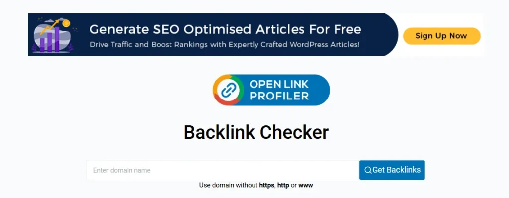 OpenLinkProfiler is a free backlink checker by SEOProfiler